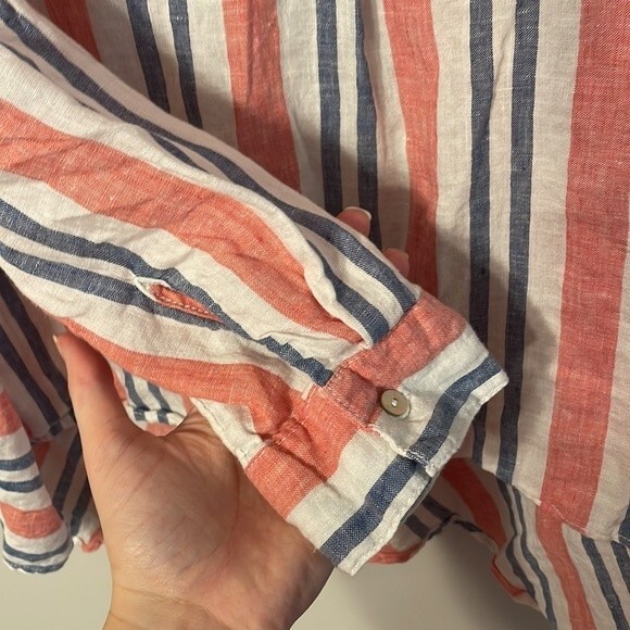 Artisan NY 100% Linen Striped Popover Tunic Large - Picture 7 of 9